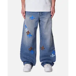 MNML Ultra Baggy Fleur Patch Jeans Blue