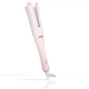 Automatic Rotating Curling Iron, Pumped-Up Volume, Long Barrel Curling Wand for Long Hair, Ceramic Hair Curler for Women, Lasting Volume, Volumizing Hair Iron, Gold Blush, 1.26 Inch