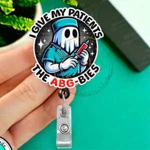Funny Respiratory Therapist Badge Reel- ABG Ghost Halloween ID Badge Holder Dark Humor Name Badges for Healthcare Staff