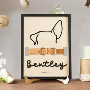 Memorial Pet Collar Frame | Dog Memorial Wood Sign with Collar Holder | Pet Loss Sympathy Gift | Dog Remembrance Keepsake | Thoughtful Pet Tribute, 2 layered