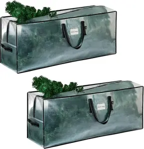 2 Pack Clear Christmas Tree Storage Bag - Fits 7.5 Ft Artificial Trees, Heavy Duty Large Bags with Zipper, Durable Handles, and Labeling Card Slot, Alternative to Storage Boxes with Lids (2 Pack)