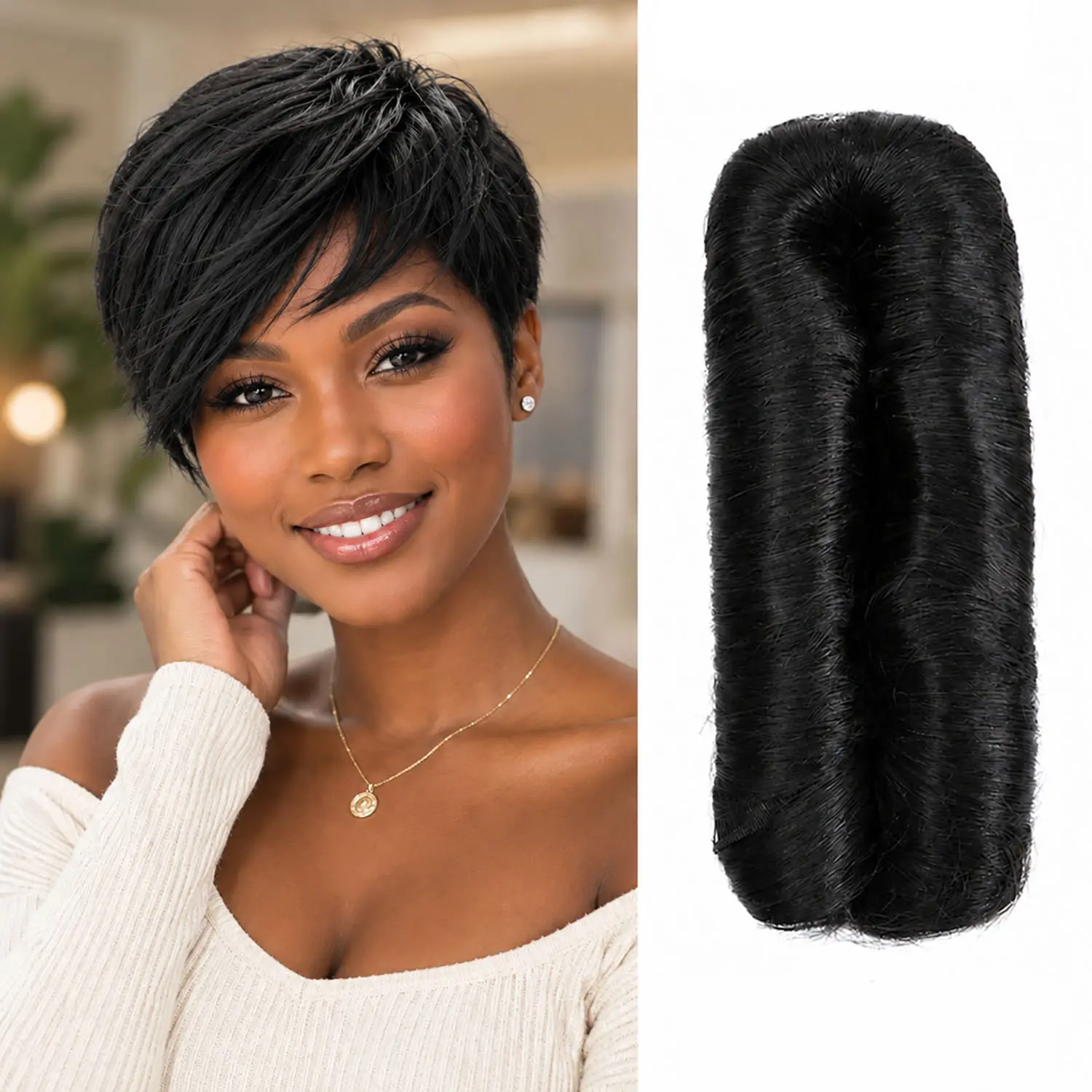 28PCS Human Hair Weave Extensions with Top Closure, Short Straight Hair Extensions for Women, Full Head Hair Weave Set with Multiple Pieces, 100% Human Hair Bundles for Sew-In and Protective Styles, Natural Black #1B, Brown #4, Auburn #30, Burgundy #99J