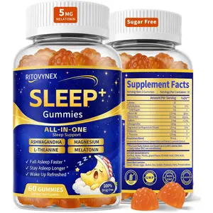 Lower Cortisol Sleep Gummies with Ashwagandha Magnesium L Theanine and Melatonin Sleep Aid Supplement Vegan 60 Gummies