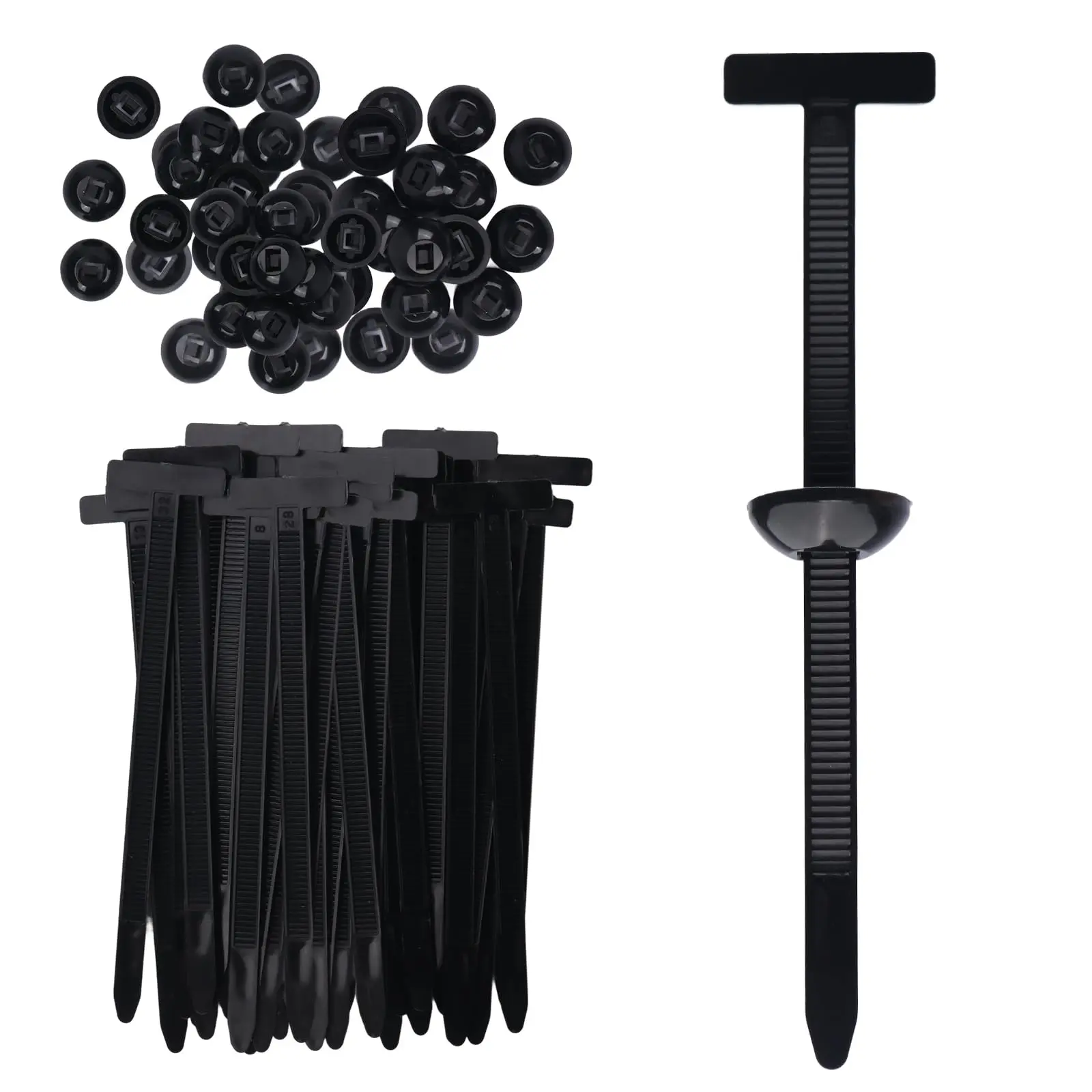 100pc Nylon Universal Fit Car Cable Tie Buckles (Bulk Pack) - Self-Locking Zipper Clips with Pin & Button Design, UV Resistant, Easy-Install Fixation Tools, Long-Lasting Stability, Easy to Store, Prevents Slippage for Most Car Models