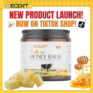 Veecent New Arrival: Beef Tallow & Honey Whipped Balm (4 fl oz) - Moisturizing Cream for Soft Skin | Handmade 100% Natural Moisturizer (Beef Tallow, Beeswax, Organic Raw Honey) | Hydrating, Soothing, Brightening - Ideal for Body Care & Dry Skin