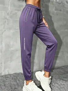 3-Pack Women's Summer Quick-Dry Training Pants, Elastic Waist Sports Pants with Zip Pockets, Ideal for Running and Fitness