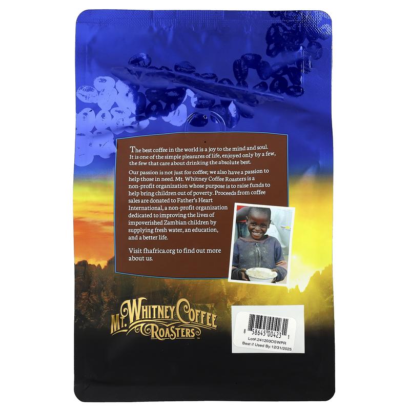 Mt. Whitney Coffee Roasters Organic Peru Decaf, Whole Bean, Medium Roast, 12 oz (340 g)