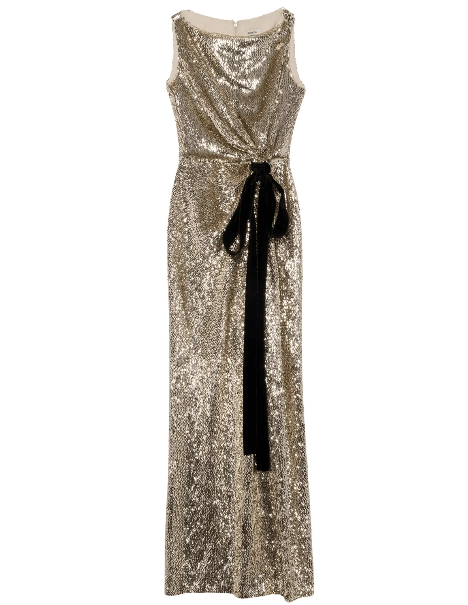 Simkhai Felicity Draped Sequined Gown in Gold-SALE