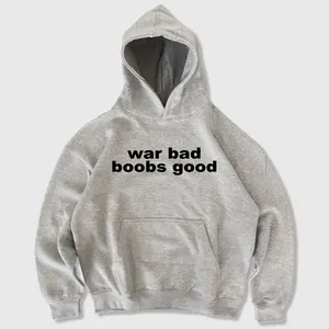 War Bad Boobs Good Heavy Cotton Hoodie- Funny hoodie