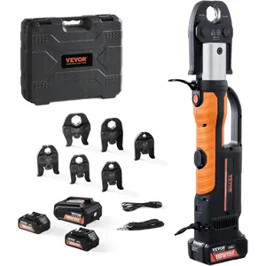 VEVOR Pro Press Tool, 18V Electric Pipe Crimping Tool for 1/2" to 2" Copper Pipes, Press Tool Kit with 6 Pro Press Jaws, 2pcs 4AH Battery, Fast Charger & Carrying Case