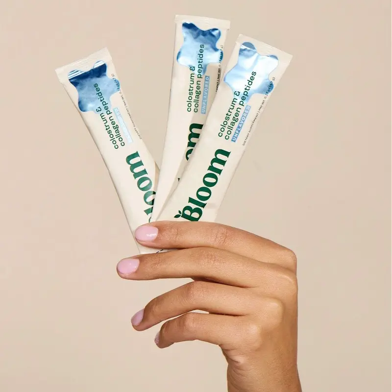 Bloom Nutrition Colostrum & Collagen Peptides Powder (15 Sticks)  - Grass-Fed Protein Powder for Gut Health, Immune Support & Skin