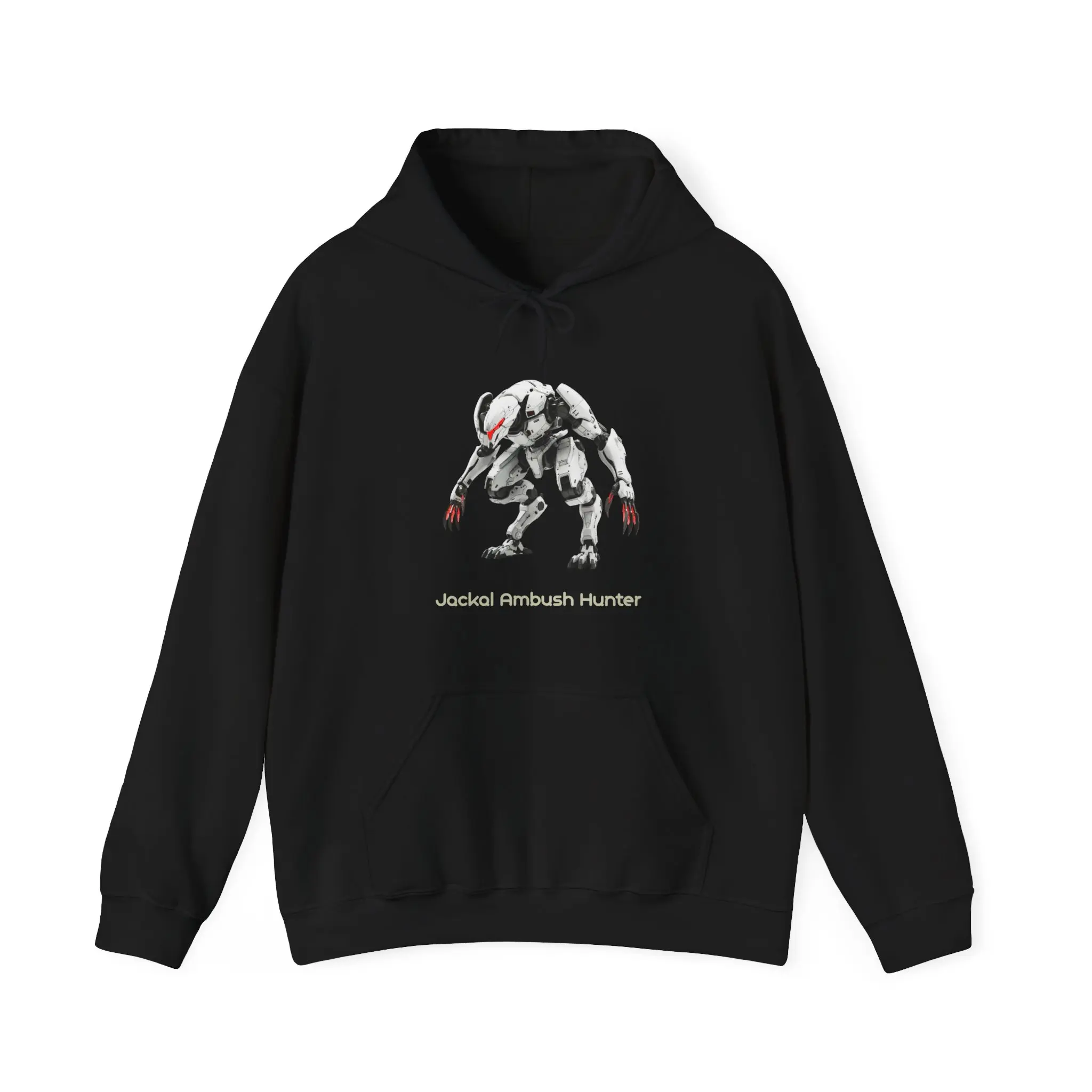 Jackal Ambush Hunter Hoodie — Futuristic Mech Beast Sweatshirt, Horror Techwear Hoodie for Gamers, Anime Fans, and Sci-Fi Lovers | Epic Anime Apparel