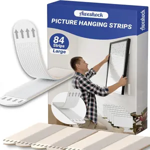 42 Pairs(84 Strips) Damage Free Picture & Poster Hanging Strips, Adhesive Wall Sticky Strips Without Nails Picture Hangers
