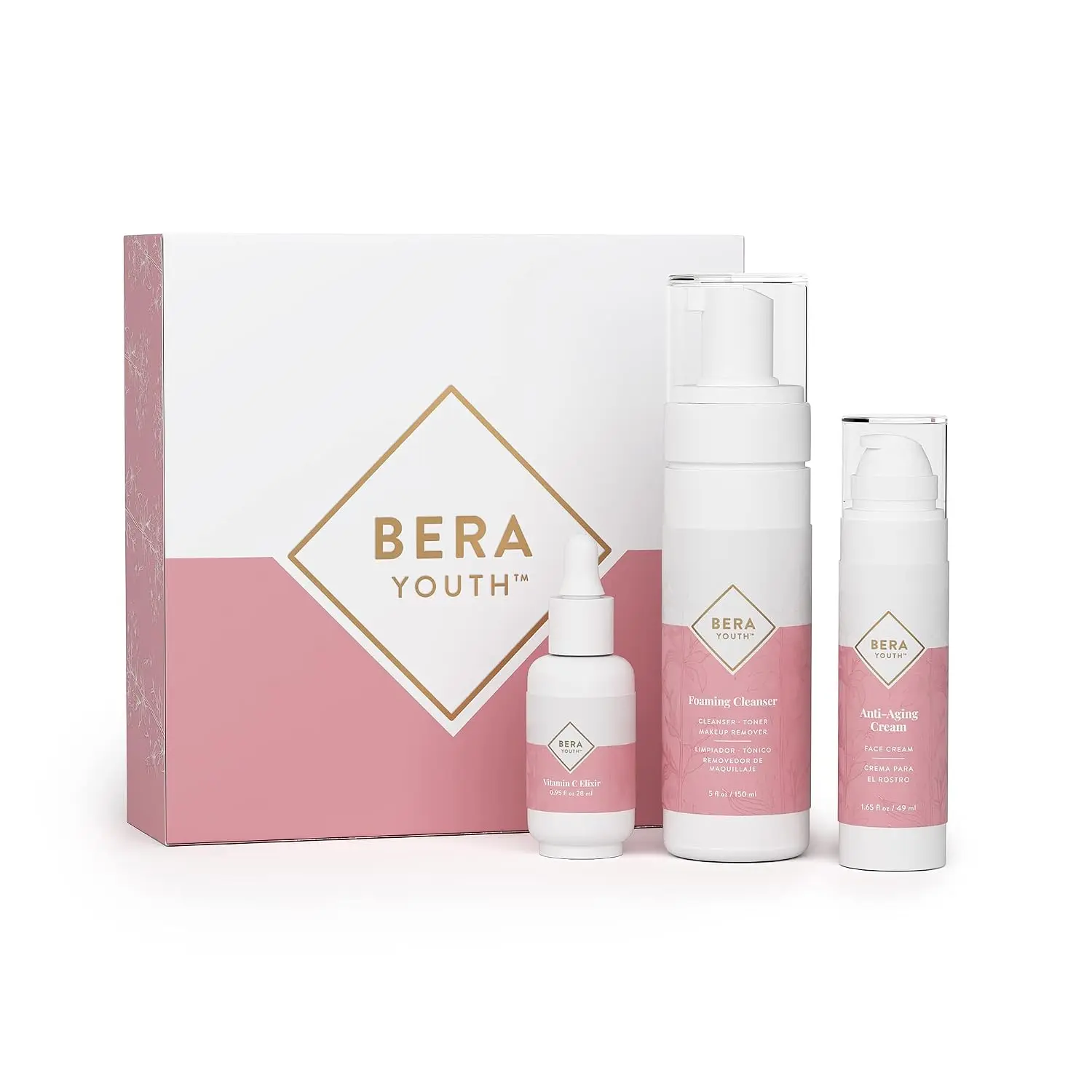 L'eudine 3-Piece Anti-Aging Skincare Bundle Set with Vitamin C & Hyaluronic Acid for Daily Moisture and a Radiant Complexion, Evening, Skin Transformation, Brightens, Dry, Anti-Aging Skin Care Kits