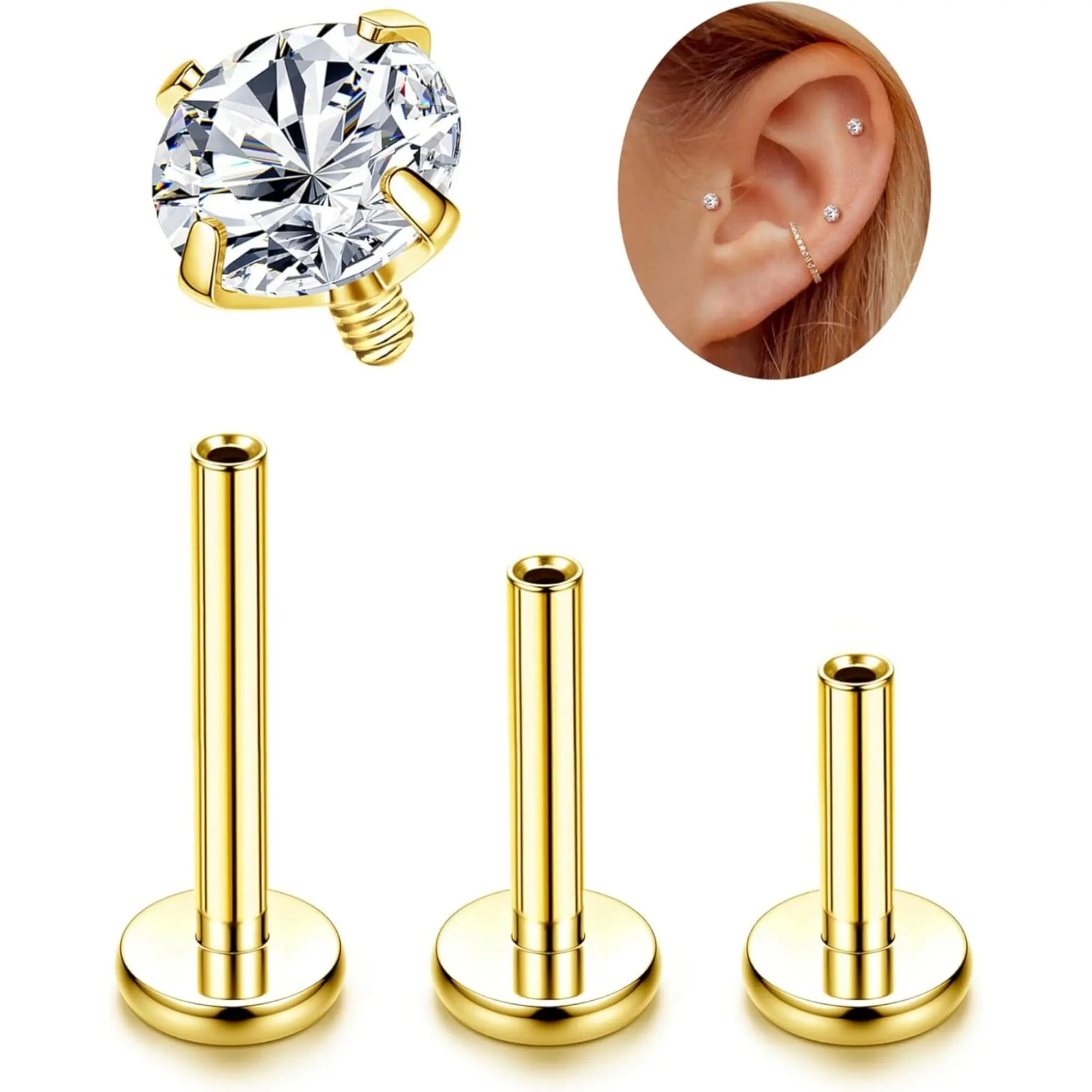 Clear CZ-14K Gold