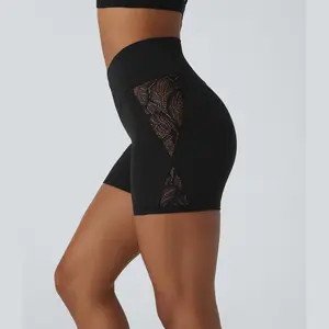 Halara Softlyzero High Waisted Crossover Contrast Lace Back Pocket Yoga Biker Shorts 5''-UPF50+#TikTokShopBacktoSchool