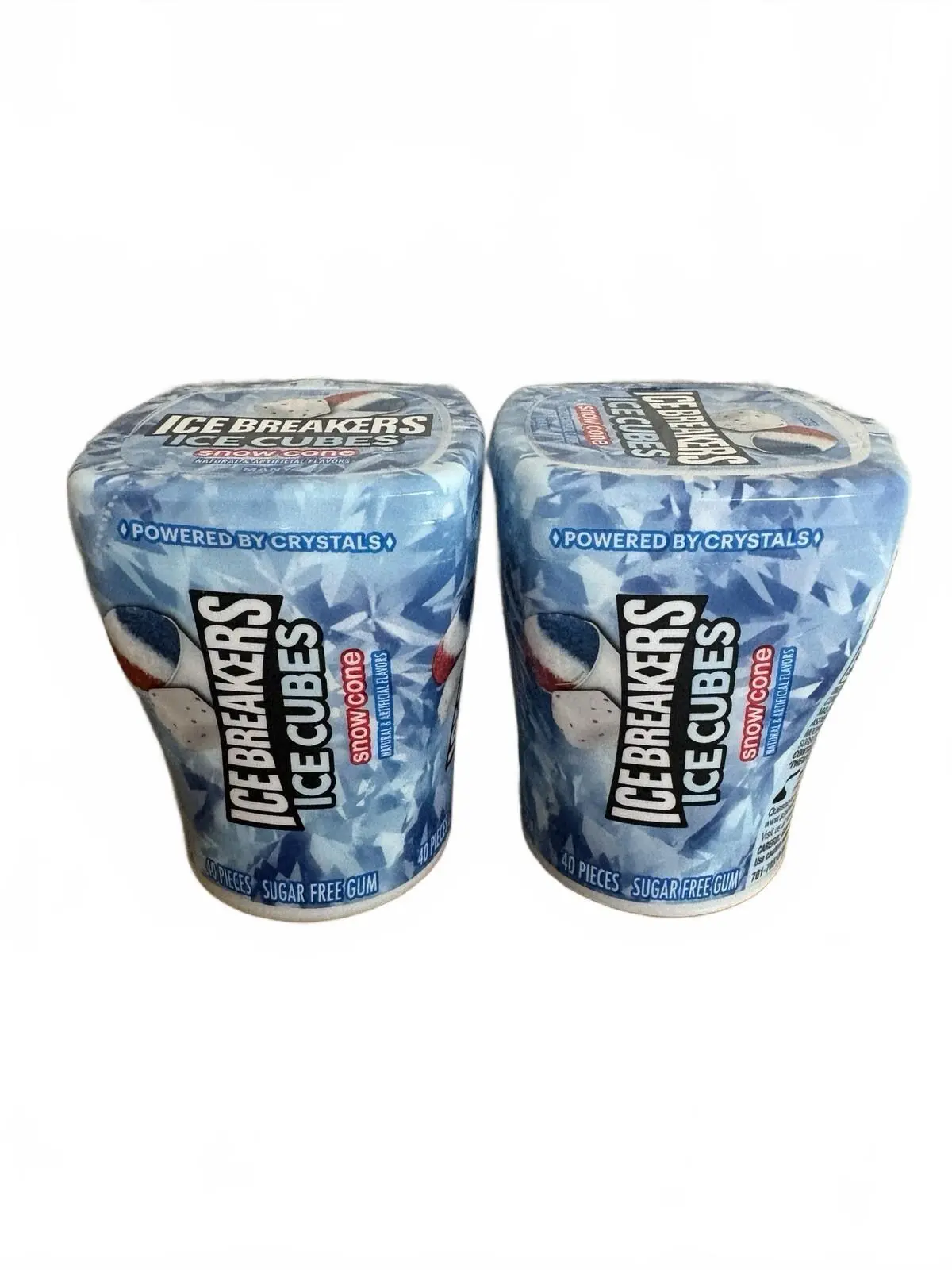 Lot of 2 Ice Breakers Ice Cubes Snow Cone Sugar Free Gum 40 Pieces Each New