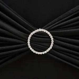 Rhinestone Circle Metal Chair Sash Band Buckle 2" Silver - Diamond Bow Pin