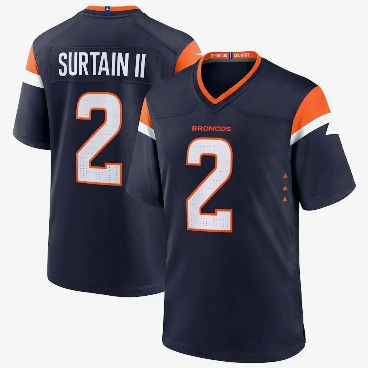 Unisex Football inspired by Denver Surtain II Alternate Player Game Jersey - Navy
