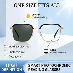 Progressive Readers with Auto Darkening Lenses – Blue Light Filter, Anti-Glare HD Vision for Screen & Sunlight Reading Eyewear Photochromic Glasses