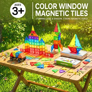 33pcs Color Window Magnetic Tiles | STEM Building Blocks for Kids | Light & Shadow Play Set | Educational Construction Toys for Boys Girls Age 3+