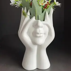 Modern Abstract Human Form Flower Vase, Face Art Sculpture for Fresh Hydroponic Plants, Decorative Desktop Floral Capacity, Living Room Ornament, Home Decorative Vase