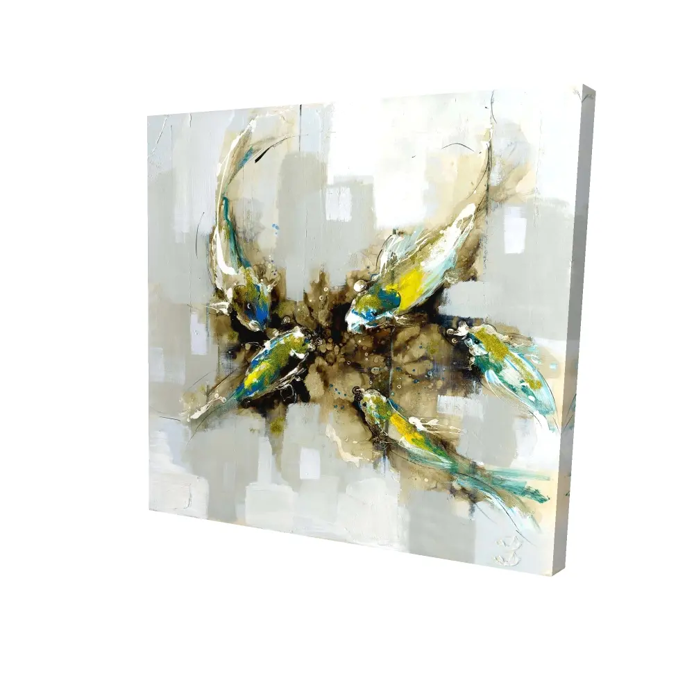 Begin Home Decor 2080-2424-AN51 24 x 24 in. Four Abstract Koi Fishes Canvas - Asian Living Room Decor