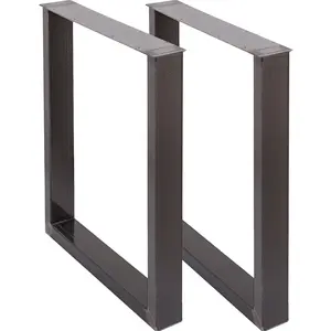 fathersdaygift VEVOR Set of 2 Steel Table Legs, 28''Height 23''Wide Dining Table Legs, Heavy Duty 3.1 Square Box Section Square Table Legs, 28x23x3.1 Inch Black Industrial Country Style Metal Dining L