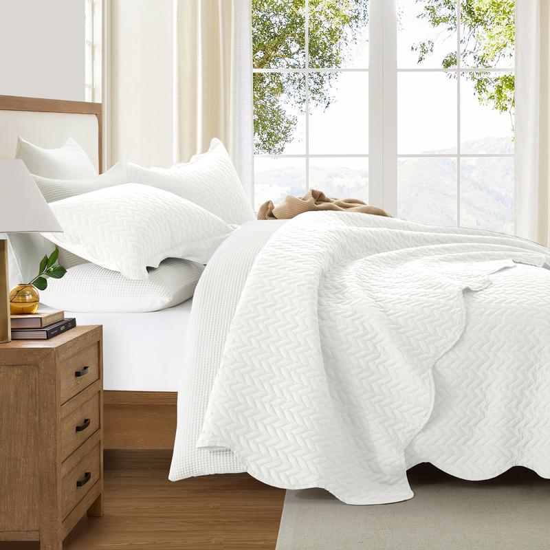 【 Jumpstart Sale 】Imperial Homeware 3 Pcs Quilted Bedspread Bedding Set Reversible Microfiber Coverlet with Pillow Shams for Summer - Lightweight Embossed Design Smooth & Skin Friendly Twin size (Include 1 Pillow Sham), Queen, King & California King Size