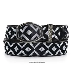 MEN'S WESTERN 2" PIXEL EMBROIDERED LEATHER BELT -M302