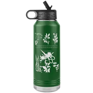 Insulated Water Bottle - 32oz- Flowers with quote