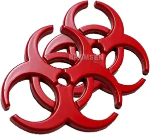 D Red Metal Custom Car Emblem Decal Biochemical Marker Biohazard Symbol Badge Side Rear Front Hood Trunk Personalized Emblem Sticker for Car Motorcycle Truck pack (red)