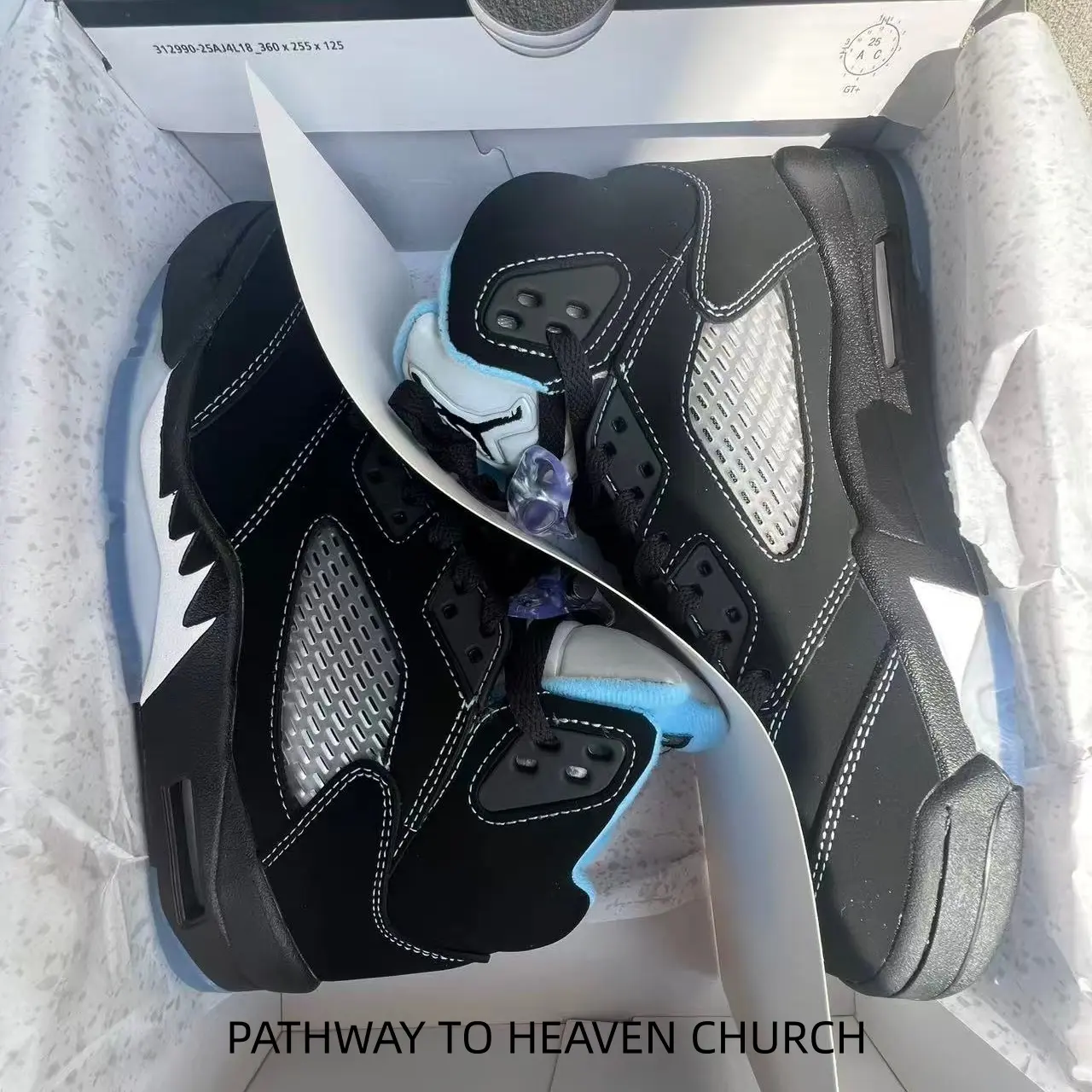 Black Ice Blue High Top Basketball Sneakers For Men Women, Breathable Mesh & Leather Upper, Shock Absorb Cushion, Clear Transparent Outsole, Padded Ankle Streetwear Athletic Trainers 2.