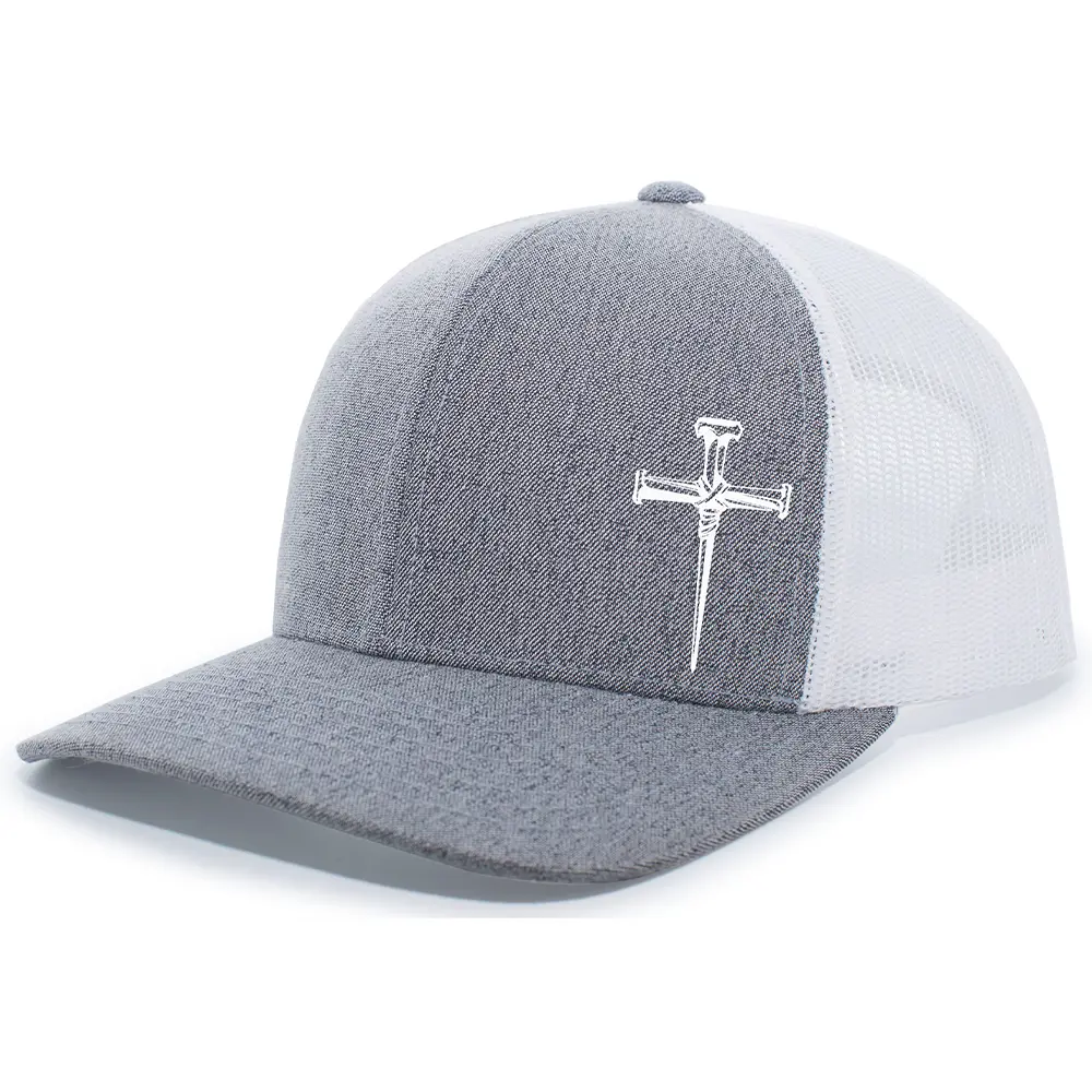 TRENZ SHIRT COMPANY Men's Christian Breathable Mesh-Back Trucker Hat with Embroidered Nail Cross, Adjustable Headwear for Casual Outfits, Casual Outfits Cap, Hat With Cross, Mens Hats