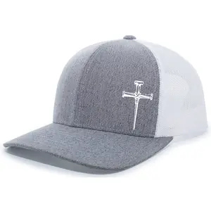 Men's Christian Faith Cross Nails Embroidered Mesh Back Trucker Hat