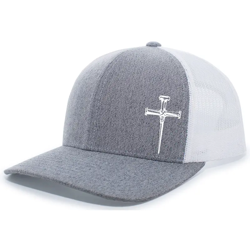 TRENZ SHIRT COMPANY Men's Christian Trucker Hat - Embroidered Nail Cross, Breathable Mesh-Back, Adjustable Streetwear Headwear, Fashionable, Embroidered Christian Crosses, Comfortable Fit for Casual Outfits, Adjustable Streetwear Hat