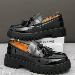 Men's Fashionable Fringe Design Loafers, Casual Comfortable PU Leather Boat Shoes, Male All-match Round Toe Shoes for Daily Wear, Boy