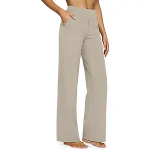 Yoga Pants Women Wide Leg Pants with Pockets High Waist Stretch Dress Casual Sweatpants Petite/Regular/Tall