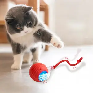 Interactive cat and dog amusing toys, kitten ball rolling toys, pet supplies, dog and cat accessories, interactive USB charging ball toys, pet chasing balls, equipped with quick tail ropes, suitable for indoor cats and small dogs, automatic rolling balls