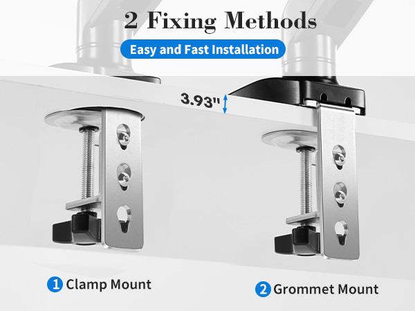 Adjustable Gas Spring Monitor Arm Stand with Swivel VESA Bracket, Height Adjustment, and Clamp/Grommet Base Adjustable Gas Spring Monitor Arm Stand with Swivel VESA Bracket, Height Adjustment, and Clamp/Grommet Base