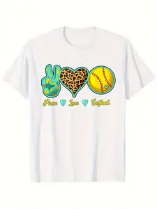 Individualistic round-neck short-sleeved shirts for Boy and girl 🔥   Sports Outfit Softball Lover Peace, Love, Softball Player T-Shirt Cotton Blend, Funny Black Shirt for 5-13Y Boy Girl Teen