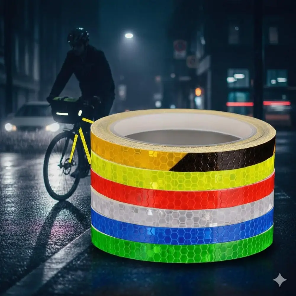 High-Visibility Reflective Safety Tape: 8M Strong Adhesive Waterproof Anti-Scratch Strips for Cars & Bikes. Enhances Night Visibility, Easy to Install, Durable Warning Gear for Road Safety.