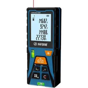 Digital Laser Distance Meter Measuring Tool with LCD Backlit Display, ±2mm Accuracy, Area Volume Pythagorean Electronic Tape Measure for DIY Construction AAA Battery Powered