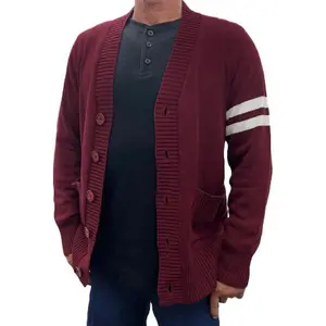 Hip Hop 50's Shop - Maroon Mens 1950s Letterman Cardigan Sweater Classic Fashion Menswear Retro vintage wardrobe