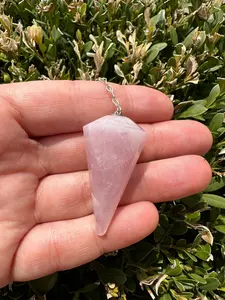 New Moon Beginnings Rose Quartz Pendulum with Simple Design and Clear Coloration