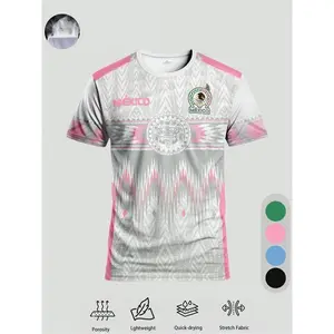 Mexican Style Men's Soccer Jersey & Comfortable Sporty Round Neck Top, Multiple Colors, Ideal for Matches, Training, Casual Wear, Football Shirts