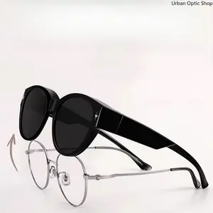 XUH Polarized Fit Over Sunglasses for Prescription Glasses, Round Vintage UV400 Protection, Unisex Eyewear for Fishing Driving Daily