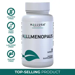 Hallmenopause 30 Cap – Menopause & Daily Energy Ipriflavona Plant-Based Hormonal Support & Essential Nutrients Dietary Supplement – Hallusa Natural