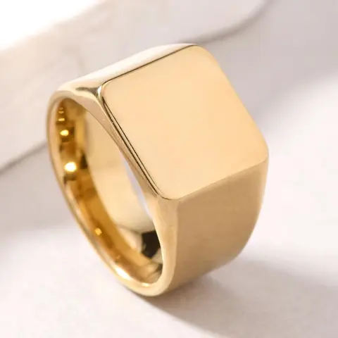 Punk Style Stainless Steel Ring for Men, Unique Square Smooth Finish Titanium Ring, Bold Fashion Statement Jewelry, Stackable Rings, Stacking Rings, Square Shaped Ring, Stackable Finger Rings, Metal Rings
