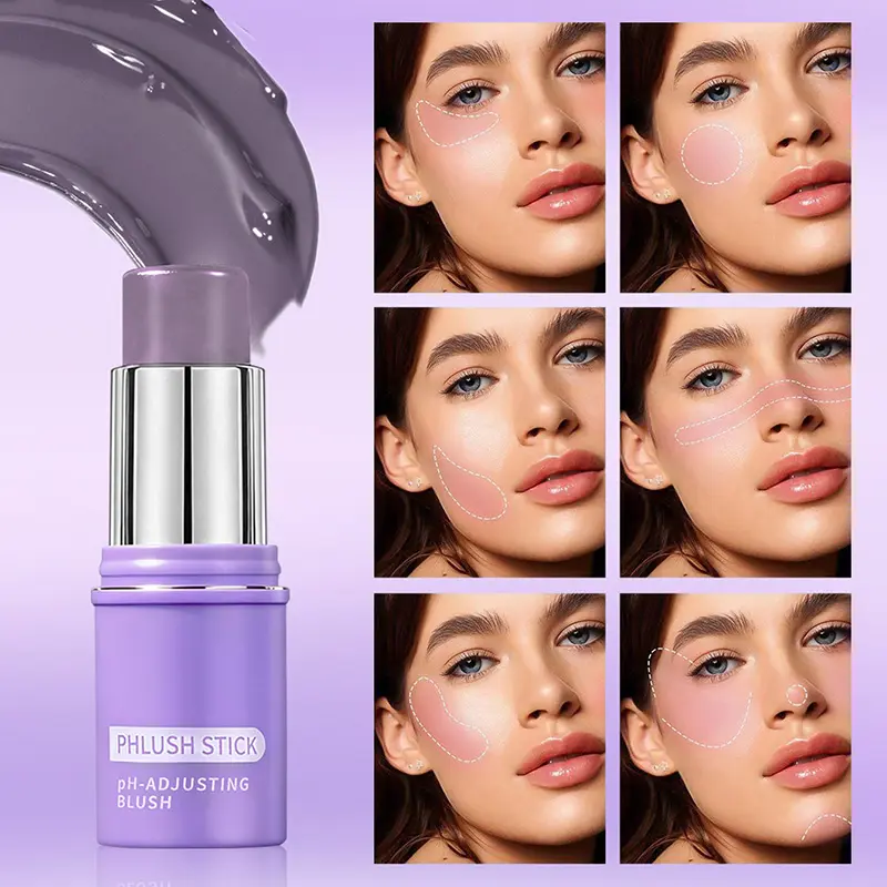 Color changing powder blusher stick Glow Glam temperature sensitive black powder can be used for cheeks, lips and eyes multi-purpose product light and non sticky cream texture Cosmetic Makeup